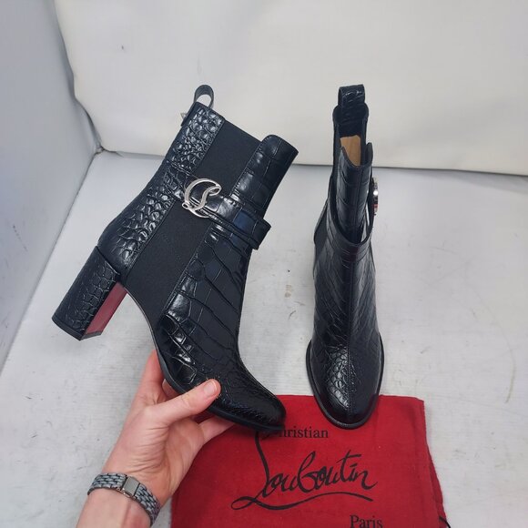 Christian Louboutin Black Crocodile Chelsea Boot - Picture 1 of 11
